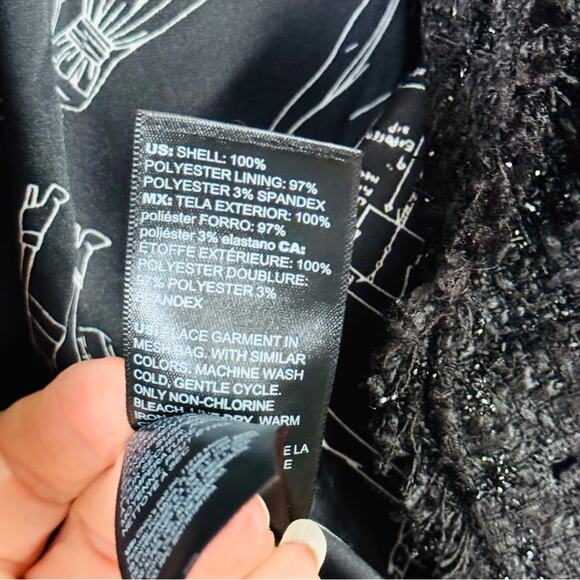 White House Black Market Double Breast Tweed Blazer Black Size 6P - Picture 6 of 6